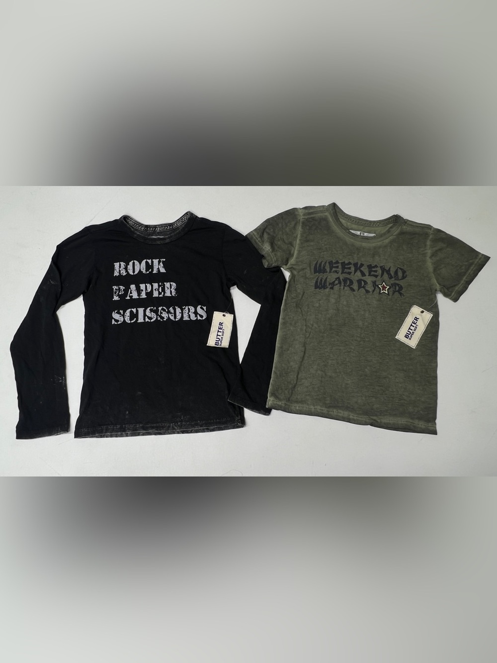 Butter Super Soft Boys Size 7 Graphic T-Shirts Lot of 2 NWT Made in USA